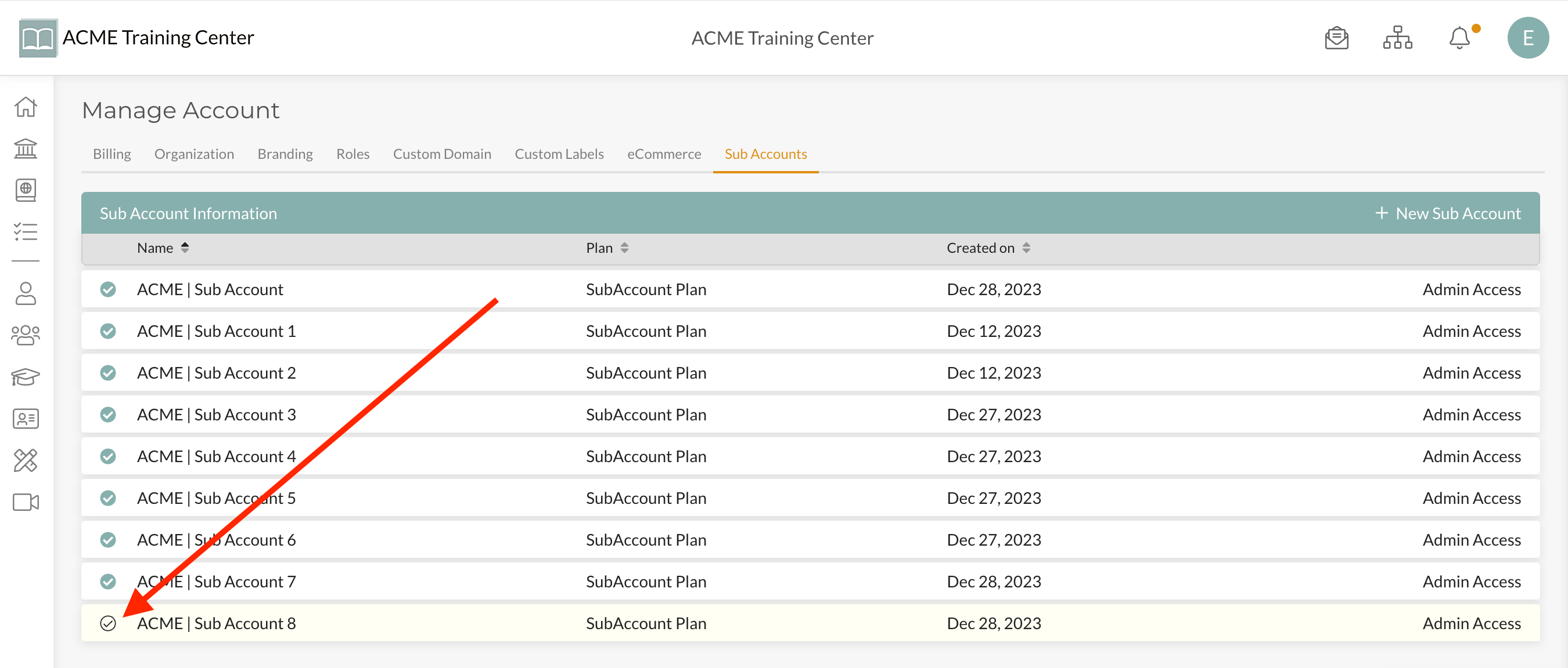 New Sub Account Confirmation