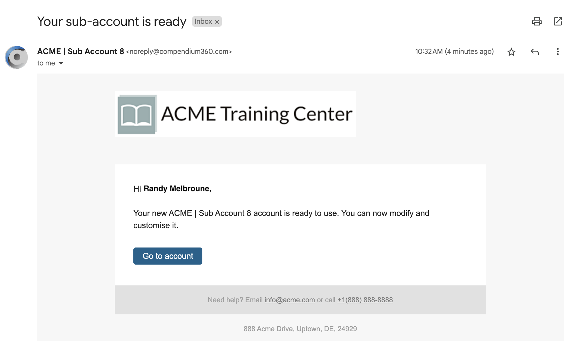 Confirmation Message