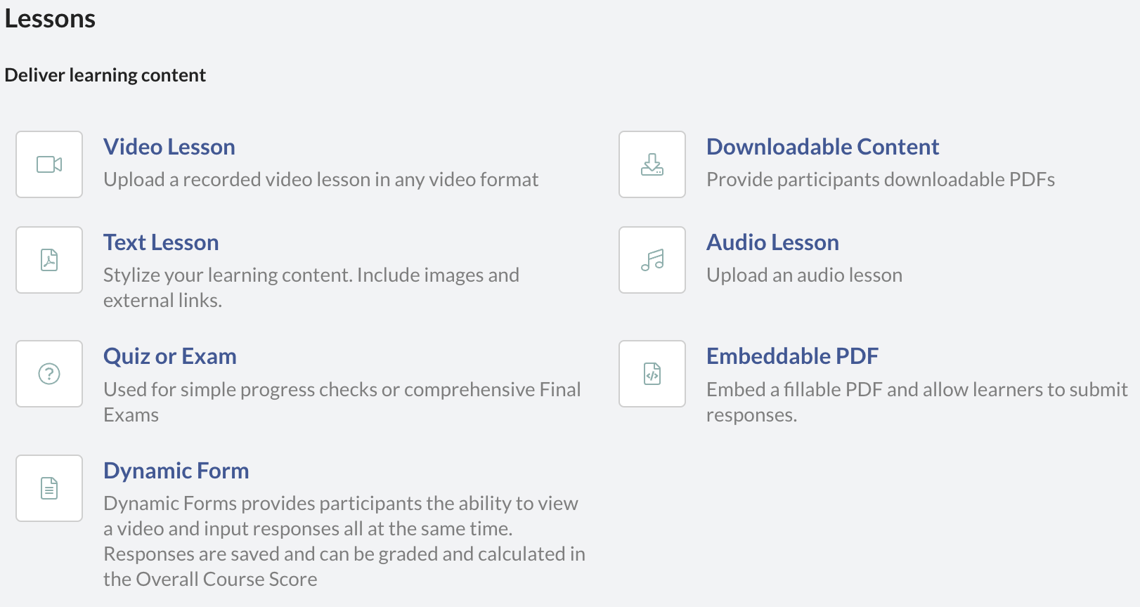 Lesson Type Format Selector