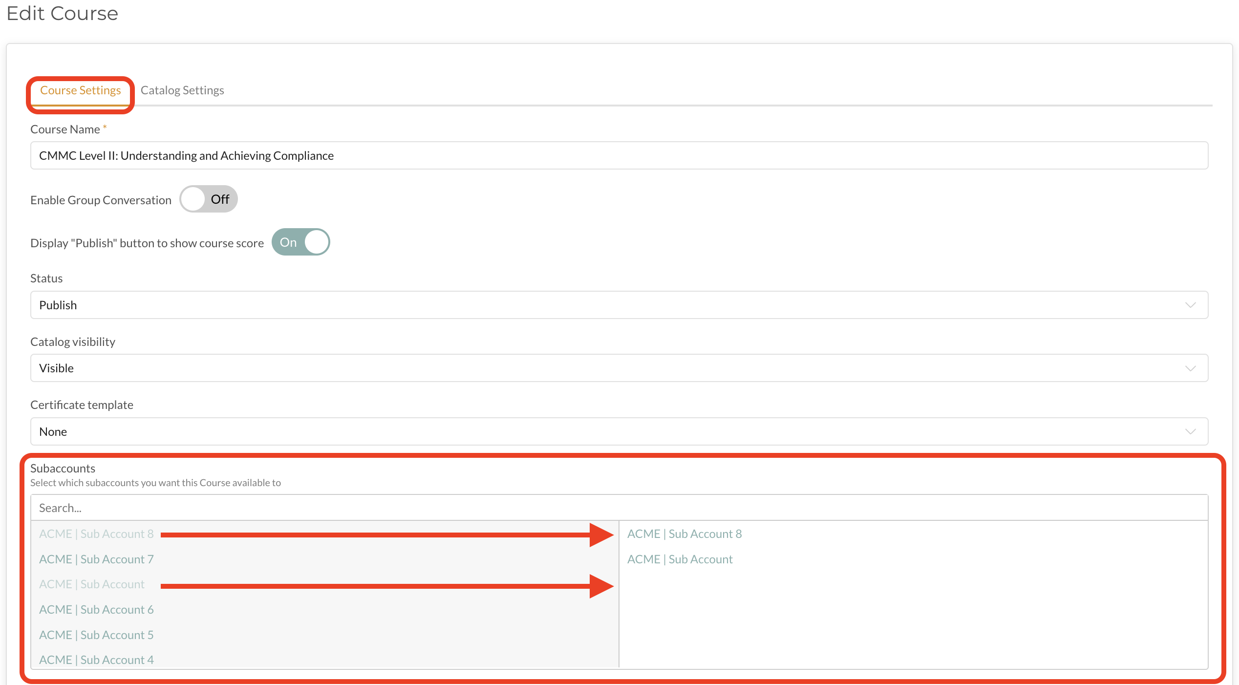Selecting Sub Accounts