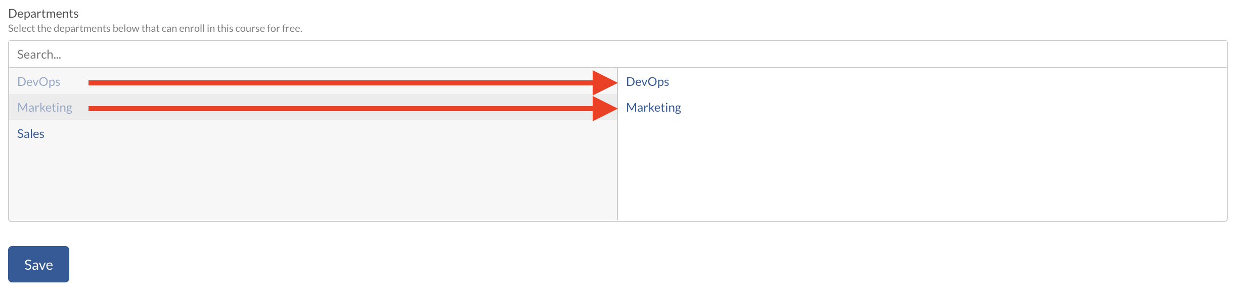 Assign Course to Departments