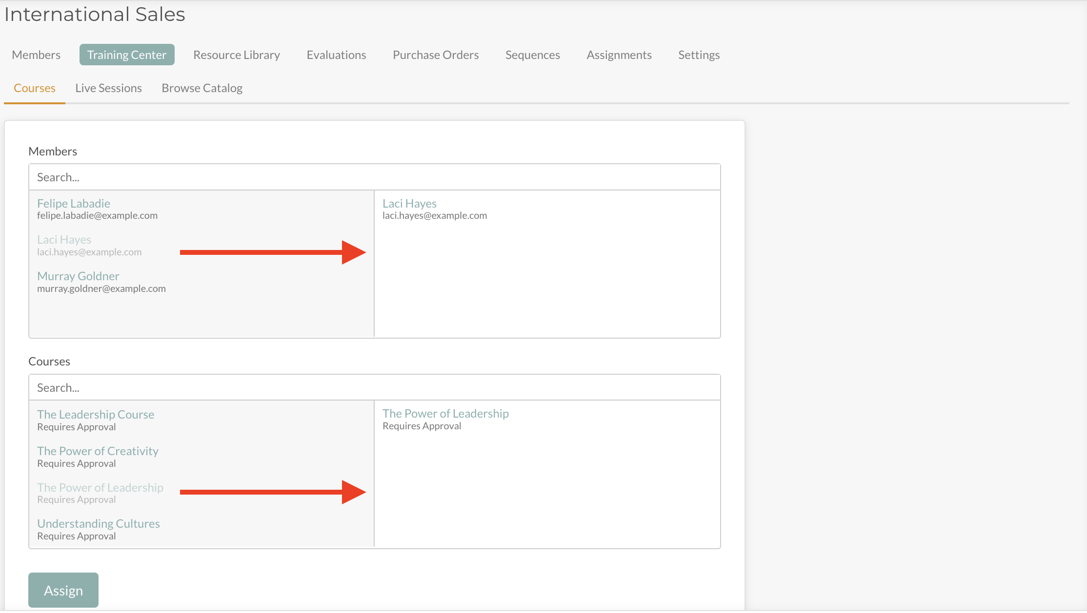 Member Course Assignment